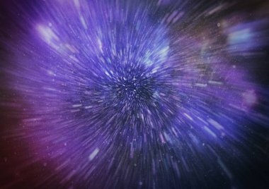 Mavi yıldız yolundaki warp veya hiperuzay hareketinin soyut özelliği.