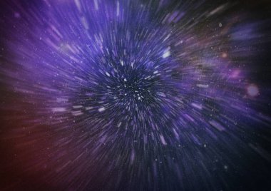 Mavi yıldız yolundaki warp veya hiperuzay hareketinin soyut özelliği.