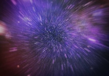 Mavi yıldız yolundaki warp veya hiperuzay hareketinin soyut özelliği.