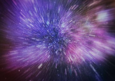 Mavi yıldız yolundaki warp veya hiperuzay hareketinin soyut özelliği.