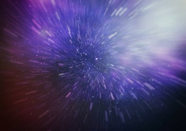 Mavi yıldız yolundaki warp veya hiperuzay hareketinin soyut özelliği.