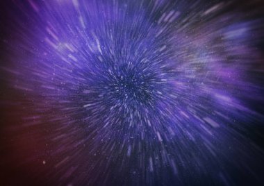 Mavi yıldız yolundaki warp veya hiperuzay hareketinin soyut özelliği.