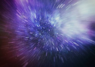 Mavi yıldız yolundaki warp veya hiperuzay hareketinin soyut özelliği.