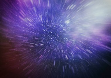 Mavi yıldız yolundaki warp veya hiperuzay hareketinin soyut özelliği.