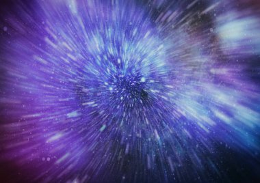 Mavi yıldız yolundaki warp veya hiperuzay hareketinin soyut özelliği.