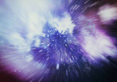 Mavi yıldız yolundaki warp veya hiperuzay hareketinin soyut özelliği.