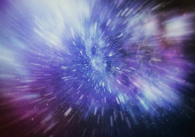 Mavi yıldız yolundaki warp veya hiperuzay hareketinin soyut özelliği.