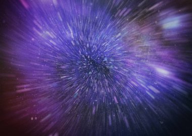 Mavi yıldız yolundaki warp veya hiperuzay hareketinin soyut özelliği.