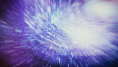 Mavi yıldız yolundaki warp veya hiperuzay hareketinin soyut özelliği.