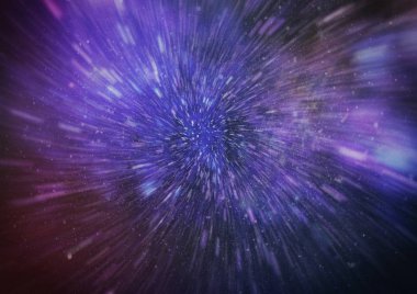 Mavi yıldız yolundaki warp veya hiperuzay hareketinin soyut özelliği.