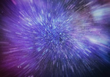 Mavi yıldız yolundaki warp veya hiperuzay hareketinin soyut özelliği.