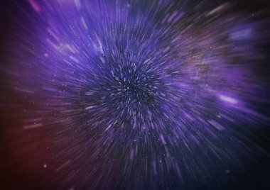 Mavi yıldız yolundaki warp veya hiperuzay hareketinin soyut özelliği.