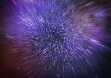 Mavi yıldız yolundaki warp veya hiperuzay hareketinin soyut özelliği.