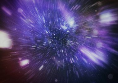 Mavi yıldız yolundaki warp veya hiperuzay hareketinin soyut özelliği.