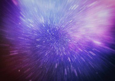 Mavi yıldız yolundaki warp veya hiperuzay hareketinin soyut özelliği.