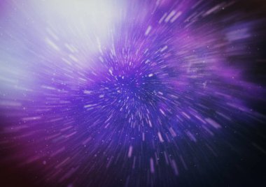 Mavi yıldız yolundaki warp veya hiperuzay hareketinin soyut özelliği.