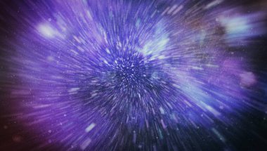 Mavi yıldız yolundaki warp veya hiperuzay hareketinin soyut özelliği.