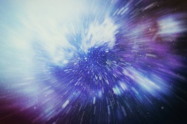 Mavi yıldız yolundaki warp veya hiperuzay hareketinin soyut özelliği.