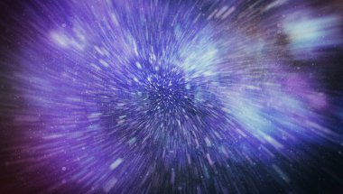 Mavi yıldız yolundaki warp veya hiperuzay hareketinin soyut özelliği.