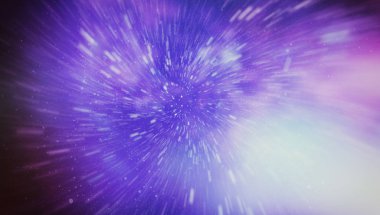 Mavi yıldız yolundaki warp veya hiperuzay hareketinin soyut özelliği.