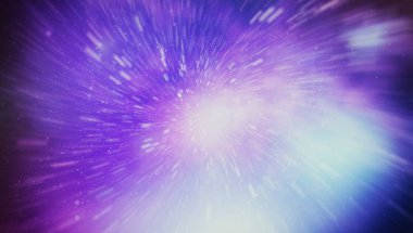 Mavi yıldız yolundaki warp veya hiperuzay hareketinin soyut özelliği.