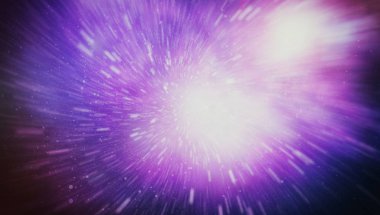 Mavi yıldız yolundaki warp veya hiperuzay hareketinin soyut özelliği.