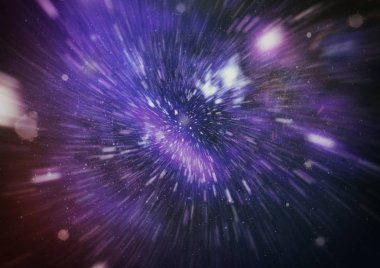 Mavi yıldız yolundaki warp veya hiperuzay hareketinin soyut özelliği.