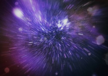 Mavi yıldız yolundaki warp veya hiperuzay hareketinin soyut özelliği.