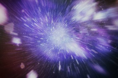 Mavi yıldız yolundaki warp veya hiperuzay hareketinin soyut özelliği.