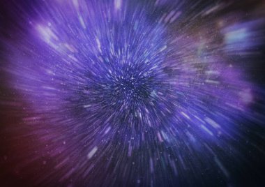 Mavi yıldız yolundaki warp veya hiperuzay hareketinin soyut özelliği.