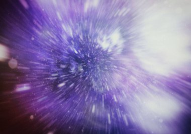 Mavi yıldız yolundaki warp veya hiperuzay hareketinin soyut özelliği.