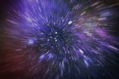 Patlayan ve movemen genişletilmesi. Solucan deliği yıldızlararası yolculuk galaksiler ve yıldızlar ile mavi bir güç alanı ile döngü animasyon