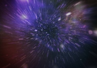 Patlayan ve movemen genişletilmesi. Solucan deliği yıldızlararası yolculuk galaksiler ve yıldızlar ile mavi bir güç alanı ile döngü animasyon