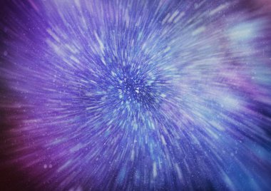Exploding and expanding movemen. Loop animation with wormhole interstellar travel through a blue force field with galaxies and stars clipart