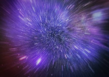 Patlayan ve movemen genişletilmesi. Solucan deliği yıldızlararası yolculuk galaksiler ve yıldızlar ile mavi bir güç alanı ile döngü animasyon