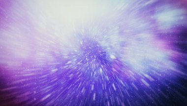 Patlayan ve movemen genişletilmesi. Solucan deliği yıldızlararası yolculuk galaksiler ve yıldızlar ile mavi bir güç alanı ile döngü animasyon