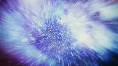 Patlayan ve movemen genişletilmesi. Solucan deliği yıldızlararası yolculuk galaksiler ve yıldızlar ile mavi bir güç alanı ile döngü animasyon