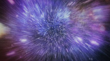 Patlayan ve movemen genişletilmesi. Solucan deliği yıldızlararası yolculuk galaksiler ve yıldızlar ile mavi bir güç alanı ile döngü animasyon