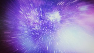 Patlayan ve movemen genişletilmesi. Solucan deliği yıldızlararası yolculuk galaksiler ve yıldızlar ile mavi bir güç alanı ile döngü animasyon