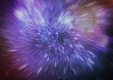 Patlayan ve movemen genişletilmesi. Solucan deliği yıldızlararası yolculuk galaksiler ve yıldızlar ile mavi bir güç alanı ile döngü animasyon