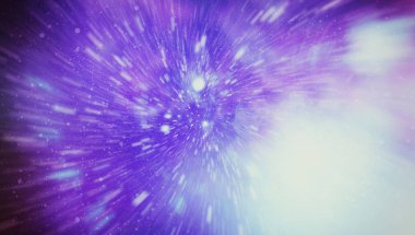 Patlayan ve movemen genişletilmesi. Solucan deliği yıldızlararası yolculuk galaksiler ve yıldızlar ile mavi bir güç alanı ile döngü animasyon