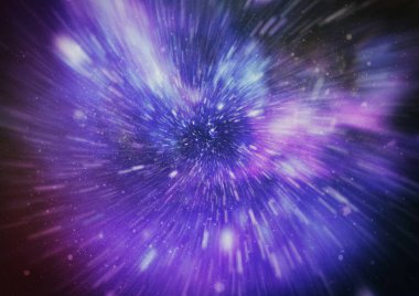 Patlayan ve movemen genişletilmesi. Solucan deliği yıldızlararası yolculuk galaksiler ve yıldızlar ile mavi bir güç alanı ile döngü animasyon