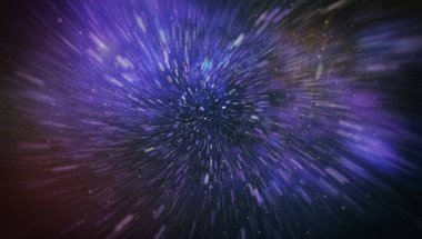 Patlayan ve movemen genişletilmesi. Solucan deliği yıldızlararası yolculuk galaksiler ve yıldızlar ile mavi bir güç alanı ile döngü animasyon