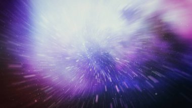 Patlayan ve movemen genişletilmesi. Solucan deliği yıldızlararası yolculuk galaksiler ve yıldızlar ile mavi bir güç alanı ile döngü animasyon