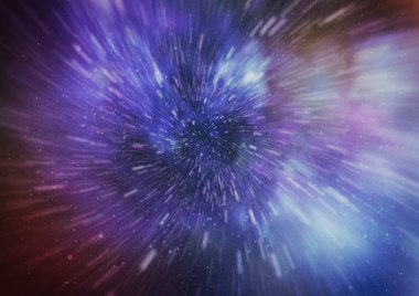 Patlayan ve movemen genişletilmesi. Solucan deliği yıldızlararası yolculuk galaksiler ve yıldızlar ile mavi bir güç alanı ile döngü animasyon