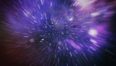 Patlayan ve movemen genişletilmesi. Solucan deliği yıldızlararası yolculuk galaksiler ve yıldızlar ile mavi bir güç alanı ile döngü animasyon