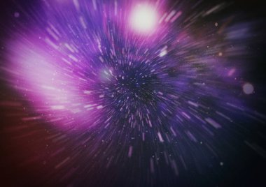 Mavi yıldız yolundaki warp veya hiperuzay hareketinin soyut özelliği.