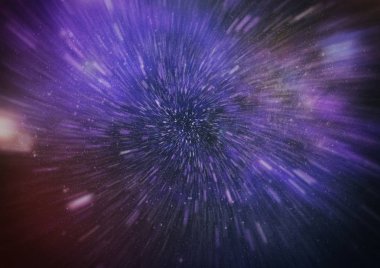 Mavi yıldız yolundaki warp veya hiperuzay hareketinin soyut özelliği.