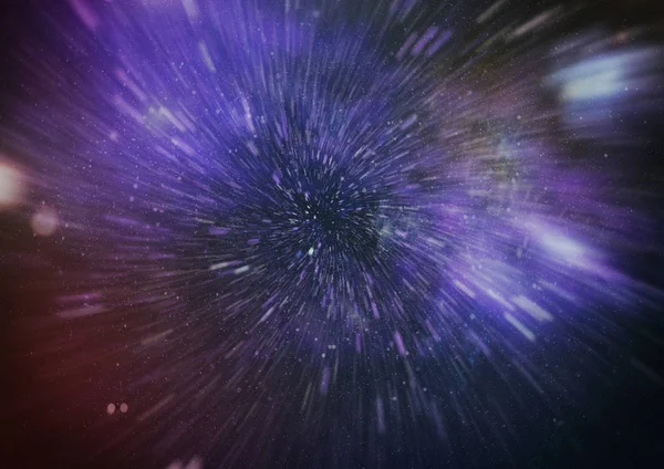 Mavi yıldız yolundaki warp veya hiperuzay hareketinin soyut özelliği.