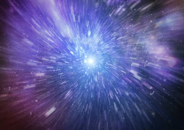 Abstrakt Warp Nebo Hyperprostorového Pohybu Modré Hvězdné Stezce — Stock fotografie